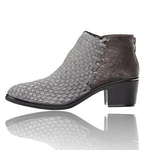 Steven by Steve Madden Penga Woven Embossed Stretch Silver & Brown Ankle Bootie